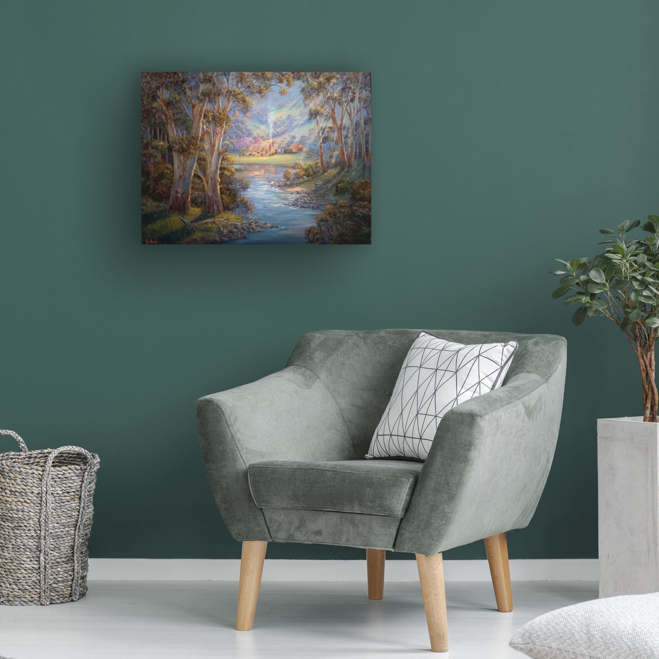 Canvas Wall Art - John Bradley 'Peaking through the Forest' Wall Art for Living Room, Bedroom, or Office Décor by Trademark Fine Art - 32 x 24 Inches