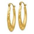 thumbnail image 3 of 14k Yellow Gold Satin Sparkle-Cut Hollow Hoop Earrings - 1.4 Grams - Measures 27x16mm Wide 3mm Thick, 3 of 4