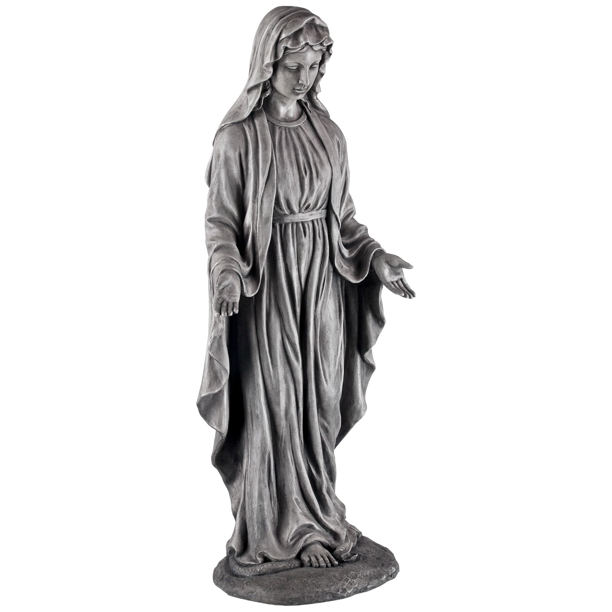 John Timberland Virgin Mary Statue Sculpture Catholic Decor Outdoor Garden Front Porch Patio Gray Stone Finish Ceramic 29" Tall