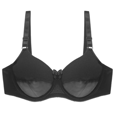 

fanshao Women Large Cup Solid Color Bow Bra Underwired Push Up Full Coverage Underwear