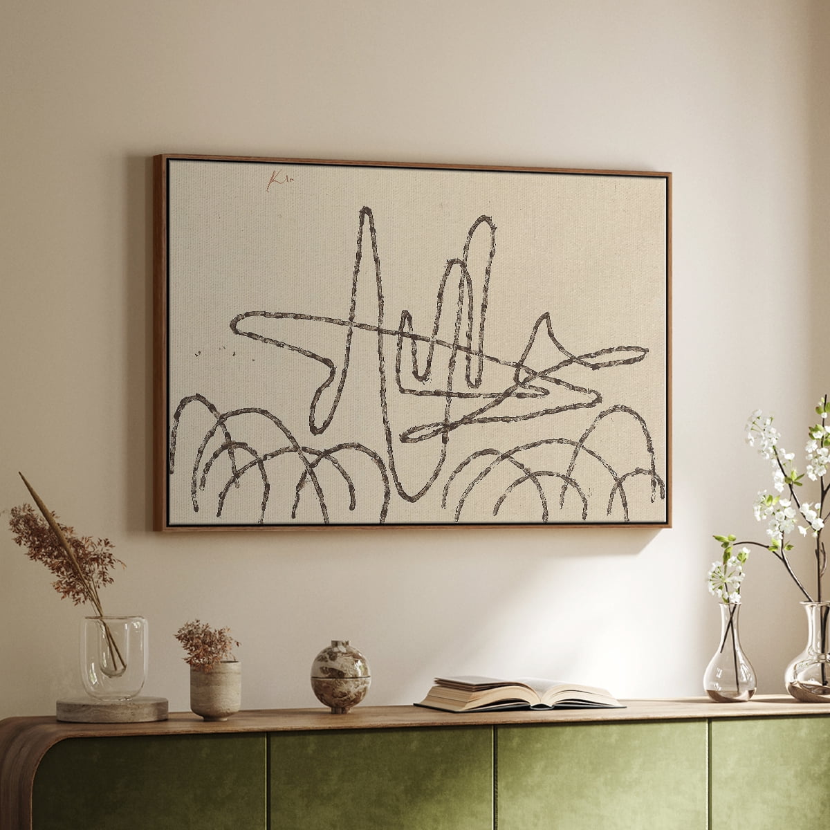 Vintage Landscape-CCLXVI By Wexford Home Framed in Walnut Wood Gallery Wrapped Canvas 25 in. x 37 in.