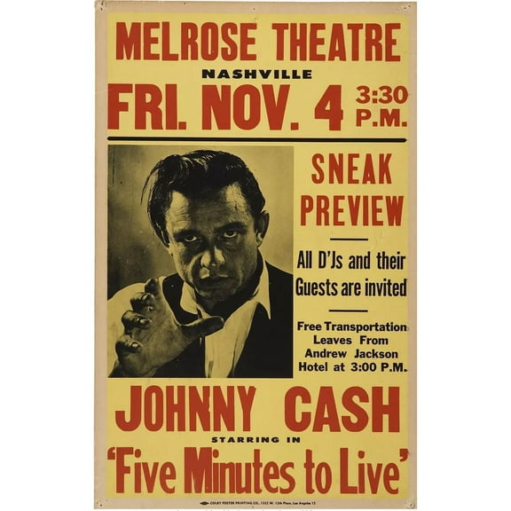 1961 JOHNNY CASH CONCERT POSTER WALL ART RE-PRINT ES 11 x 17 Inch Poster