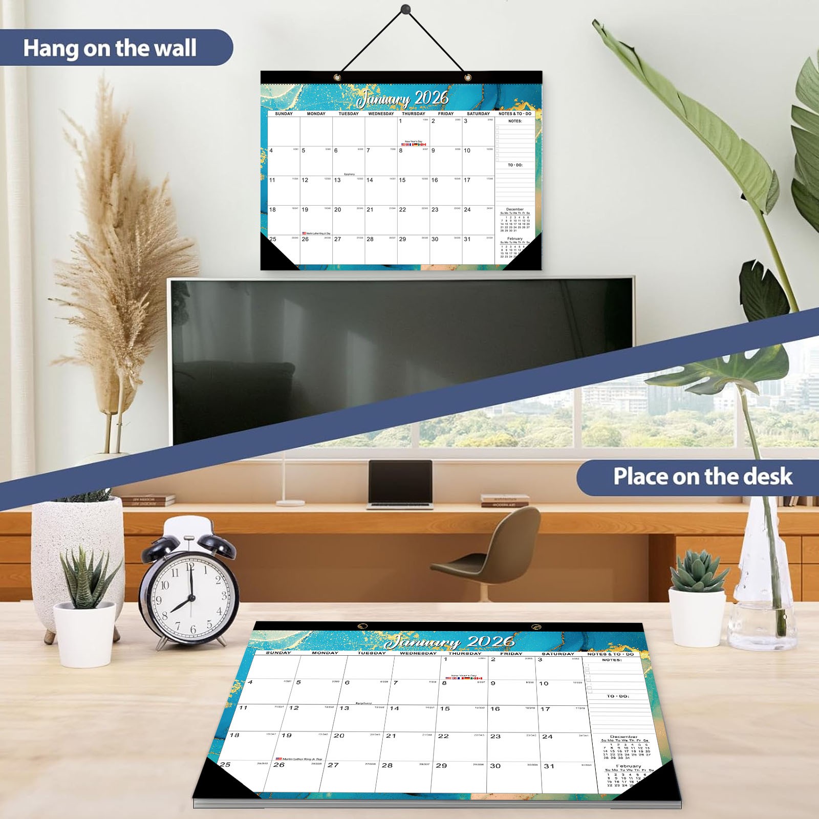 Calendrier Mural 2026-2027 - 18 Mois, 43x30.5 Cm, Avec Grands Espaces D'écriture, Pour Bureau Ou Maison - 4