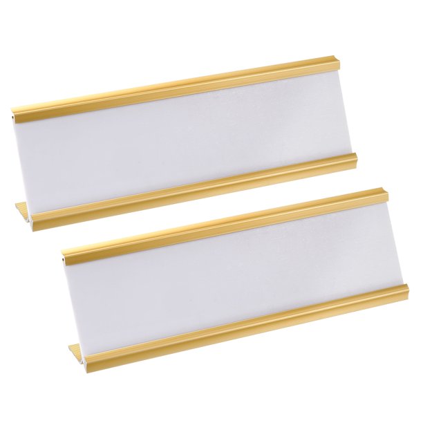 2x7inch Aluminum Name Plate Holder, 2Pcs with White Blank Engraved Name