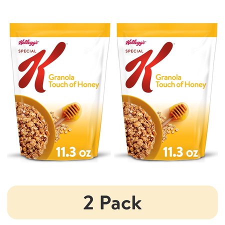 (2 pack) Special K Granola Cereal, Fiber, Whole Grain Cereal, Touch of Honey, 11.3oz Bag (1 Bag)