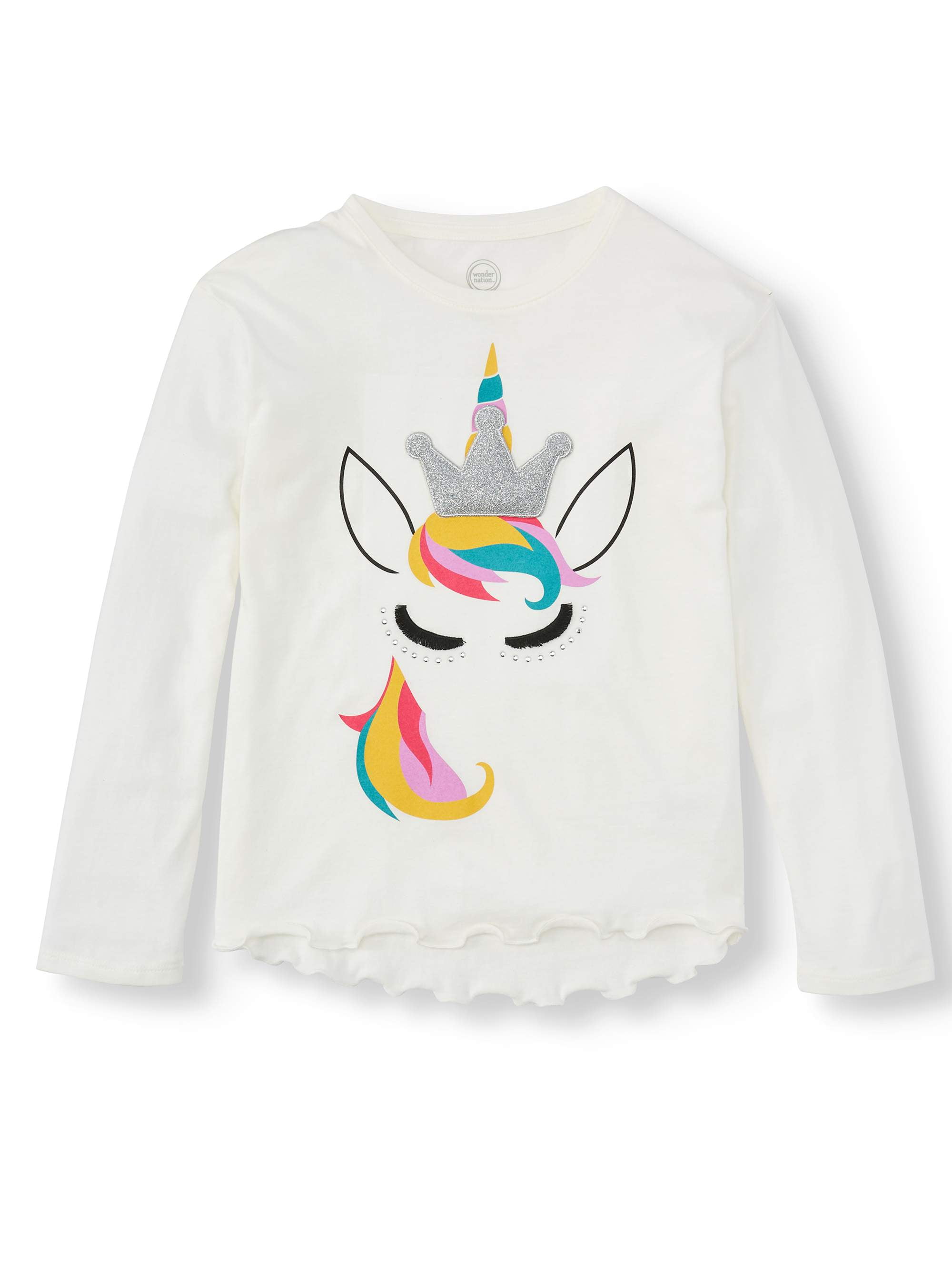 Wonder Nation 3D Fur Embellished Long Sleeve T-Shirt (Little Girls, Big ...