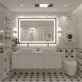 thumbnail image 2 of GODCHAR LED Bathroom Mirror Rectangular Anti-Fog Modern Style Mirror in Tempered Glass Black Frame 48x32 inch, 2 of 10