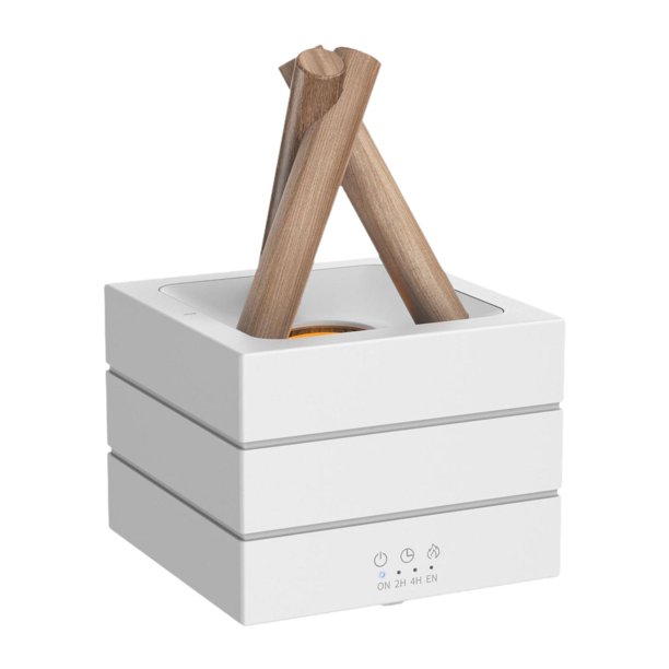 Difusor de aroma con forma de llama de fogata, lámpara de noche, humidificador personal, humidificador de niebla para casa, oficina, estudio de , Blanco