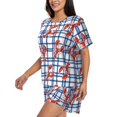 thumbnail image 3 of Womens Pajama Sets With Pocket, Crayfish Plaid Lounge Sets Short Sleeve Sleepwear PJ Sets for Women, 3 of 6