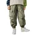 thumbnail image 4 of Eltusu Boys Cargo Pants, Casual Loose Fit Solid Color Elastic Waist Joggers with Pockets Khaki Size 8-9 T, 4 of 6