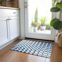 Addison Rugs Chantille Indoor/Outdoor Transitional Squares Navy Washable Rectangle Rug, 1'8" x 2'6"