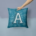 thumbnail image 2 of Monogram Letter Sea Doodles Alphabet Fabric Decorative Pillow, 2 of 4