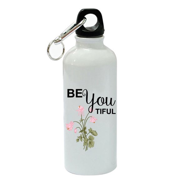 Be You Tiful Floral White Aluminum Sports 20 oz Water Bottle