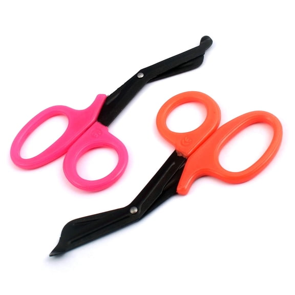 OdontoMed2011 EMT 7.25" Trauma Shears - Stainless Steel Bandage Scissors Fluoride Coated for Nursing Purposes-Sharp 2-pack Scissor Perfect for EMS, Doctors, Nurses, Cutting (Pink Orange) Emt- ODM