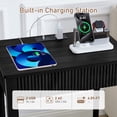 thumbnail image 5 of Wirrytor Nightstand with Charging Station for Bedroom with 1 Drawer and Shelf, Wood Wide Bedside Table with Storage, Slim End Table for Small Space, Black, 5 of 6