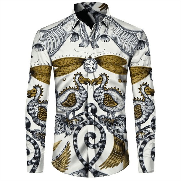 Camisa elegante para hombre con estampado de leopardo en 3D cuello vuelto botones manga larga ropa de calle vintage para hombre y mujer camisetas