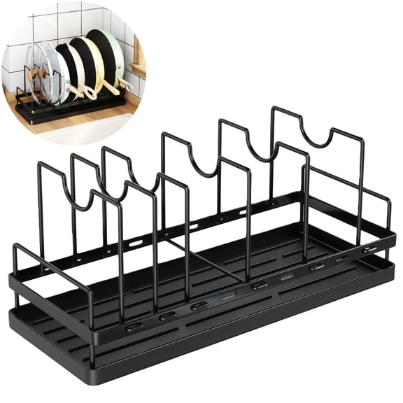 Functional Black Flat Pan Cover Holder To Keep Your Kitchen Neat And Tidy