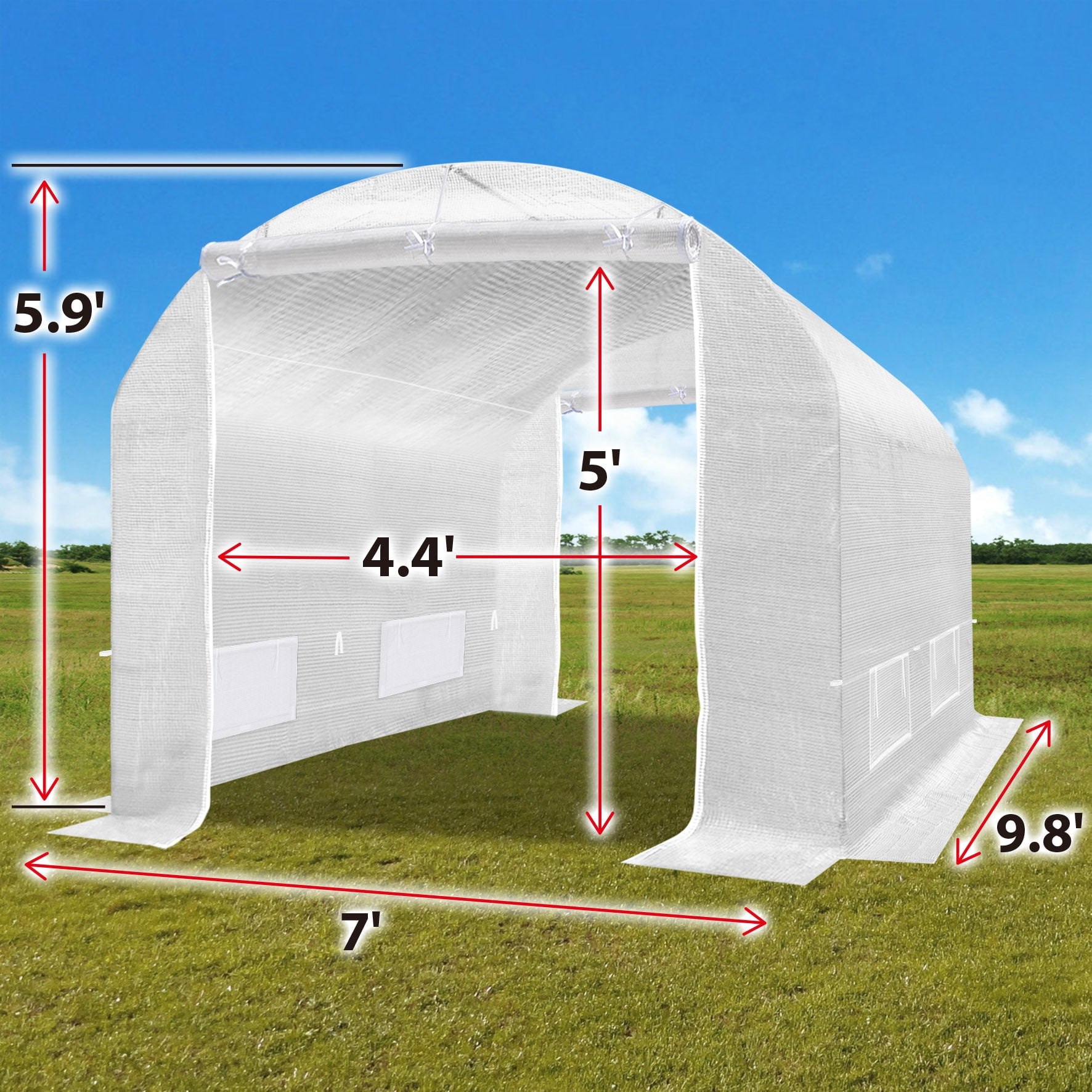 SUNNYOUTDOOR 2-Doors Replacement Greenhouse Cover for Larger Walk in Outdoor Yard Plant Gardening Hot House, Cover ONLY (White, 10'x7'x6')
