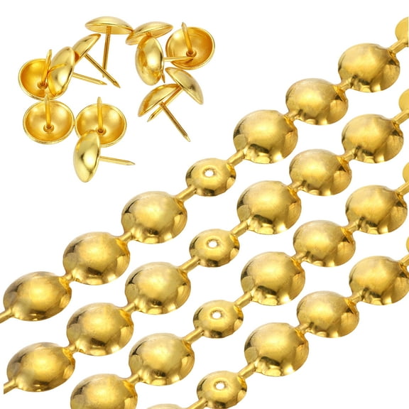 Upholstery Nailhead Trim, 1 Meters Glossy Upholstery Tacks Strips, Decorative Nail Trims with Nails for Sofa Headboard, Chair DIY Furniture Accessory (20mm Gold)