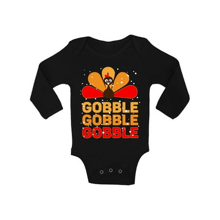 

Awkward Styles Thanksgiving Shirt for Baby Bodysuit Long Sleeve Gobble Gobble Romper