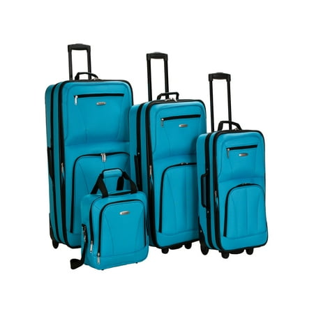 Rockland Journey 4pc Softside Checked Luggage Set - Turquoise