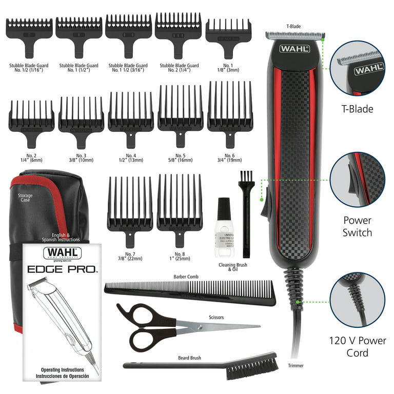 Wahl Edge Pro Travel Size Professional Men's Hair Cutting Kit, Model  9686-300 