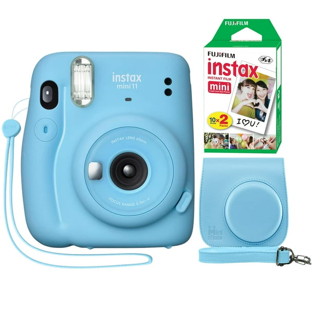 Cámara Fujifilm Instax Mini 11 azul cielo con funda y película