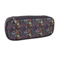 thumbnail image 2 of Picia Flowers And Birds Pattern Large Capacity PU Leather Pencil Case Organizer Pen Marker Holder Double Zipper Storage Bag Big Pencil Pouch for College Office, 2 of 6