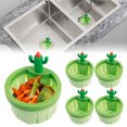 thumbnail image 2 of Grusce - 5 coladores de drenaje para fregadero de cocina con forma de cactus, prensa de plástico, cesta de descarga automática, cesta de drenaje, colector de alimentos resistente, filtro de drenaje, 2 of 5