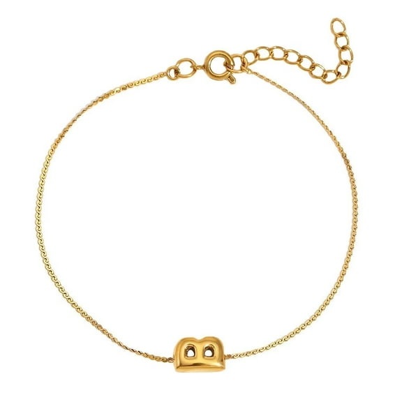 HIJONES Letter Alphabet Bracelet for Women Stainless Steel Bubble Initial Letter Chain Dainty Charm Initial First Name Jewelry B