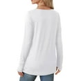 thumbnail image 5 of Lmnyox Long Sleeve Casual Shirts for Women Dressy Fashion Crew Neck Solid Tops Basic Work Tees with Thumbhole, 5 of 9