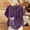Purple, variant on HOMBOM Womens Shirts Summer Button Plus Size Cotton Linen Light Blue Short Sleeve Bow Print Crewneck Blouse for Ladies Casual