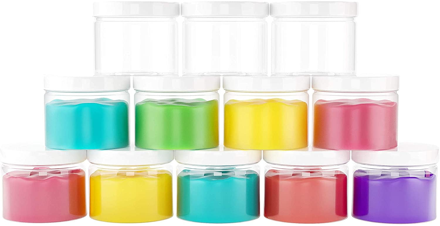 Slime Containers With Water-Tight Lids (8 Oz, 12 Pack) - Clear Plastic Food  Storage Jars With Individual Labels- Great For Your Slime Kit - Bpa Free -  Walmart.Com
