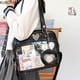 thumbnail image 5 of Bolsos de mano para mujer, de color sólido, de gran capacidad, combinables, japoneses, dulces, informales, a la moda, de piel sintética, estilo preppy, 5 of 5
