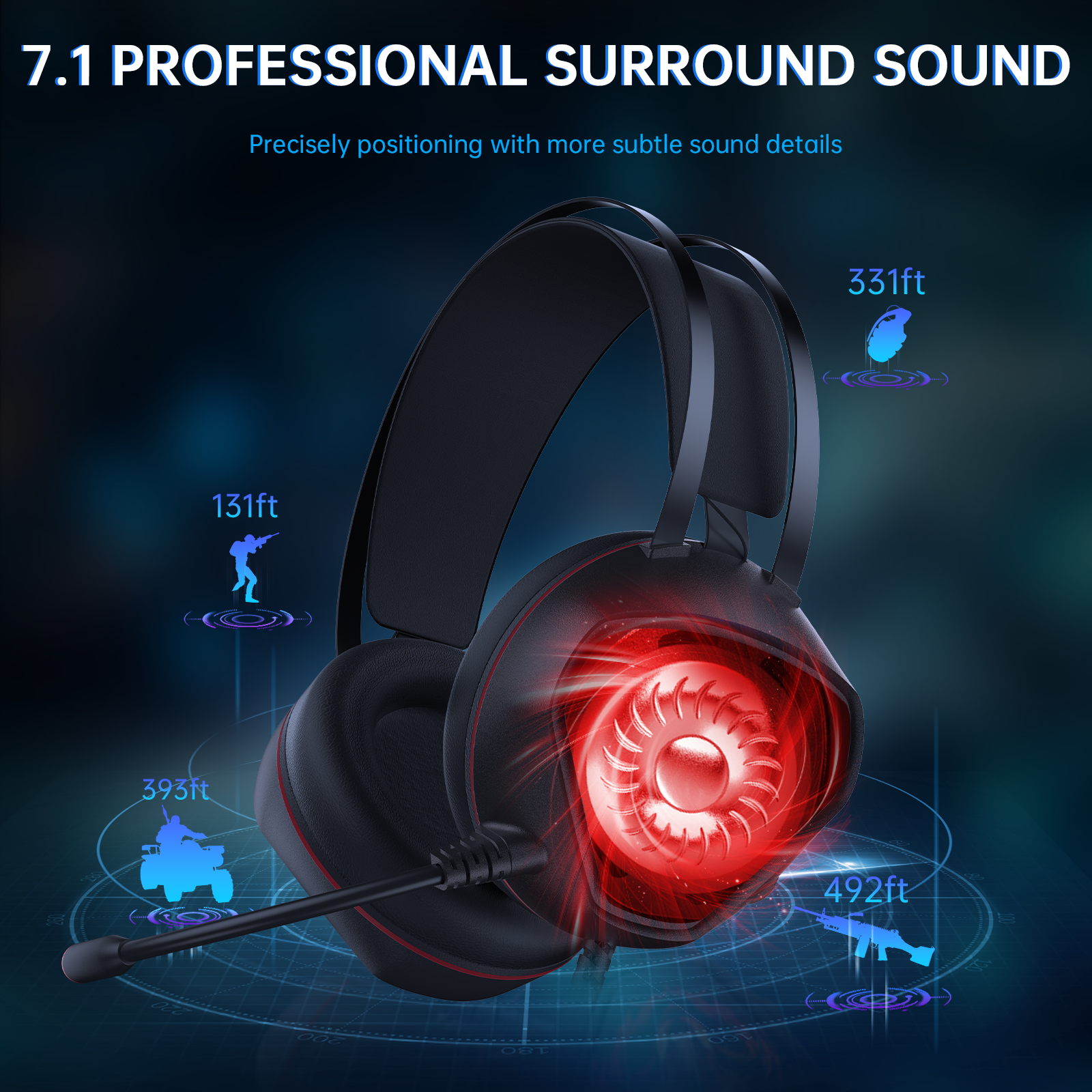 Ecomoment Wired Gaming Headset With RGB Light and Surround Sound photo 5