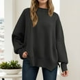 thumbnail image 4 of Pullover Sweaters for Women 2025 Long Sleeve Crewneck Oversized Side Slit Plain Knitted Sweater Tops Fall Winter Outfits, 4 of 6