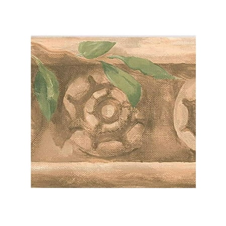 

Wallpaper Border Tropical Pattern Architectural Design Faux Stone Plants for Dining Area Cottage Trailer House
