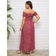 thumbnail image 2 of Vestido largo tipo A con hombros descubiertos y estampado floral estilo bohemio para mujer, 2 of 5