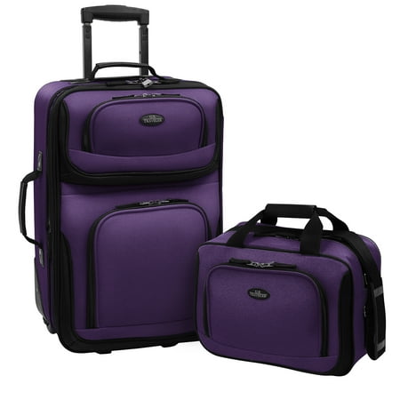 U.S. Traveler 2pc Softside Carry On Luggage Set - Purple
