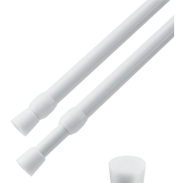 PandaTop 2 Pack Spring Tension Rods for Windows 16 to 28 Inch, Curtain Rods No Drilling, Adjustable Curtain Rod,Heavy Duty Small Spring Loaded Curtain Rods, Tension Curtain Rod, White