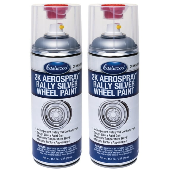 Eastwood 2K Catalyzed Aerospray Durable Finish Rally Wheel Silver Urethane Paint 11.5 oz 2 Pack