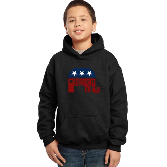 LA Pop Art Boy's Word Art Hooded Sweatshirt - REPUBLICAN - GRAND OLD PARTY