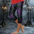 thumbnail image 2 of YDFCWXW Women's Cute Halloween Pumpkin Printed Tummy Control Elastic Waist Yoga Pants Workout Capri Leggings for Women Dark Purple, S, 2 of 5