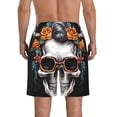 thumbnail image 3 of KLL Flower Horn Skull A Men's Casual Summer Beach Shorts Hawaiian Shorts with Pockets-Small, 3 of 5