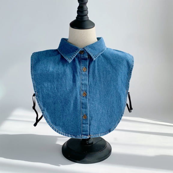 Denim False Collar – The Layering Essential for Women, Denim False Collar for Women, Detachable Dickey Collars (Dark Blue)