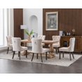 thumbnail image 2 of Westice Velvet Dining Chairs Set of 6, Dining Chairs Button Tufted with Rivet Trim Metal Pull Ring Wood Legs for Kitchen Dining Room Beige, 2 of 10