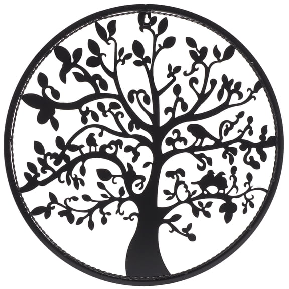SAFAVIEH Tree of Life 20 in. Round Wall Art, Flat Black