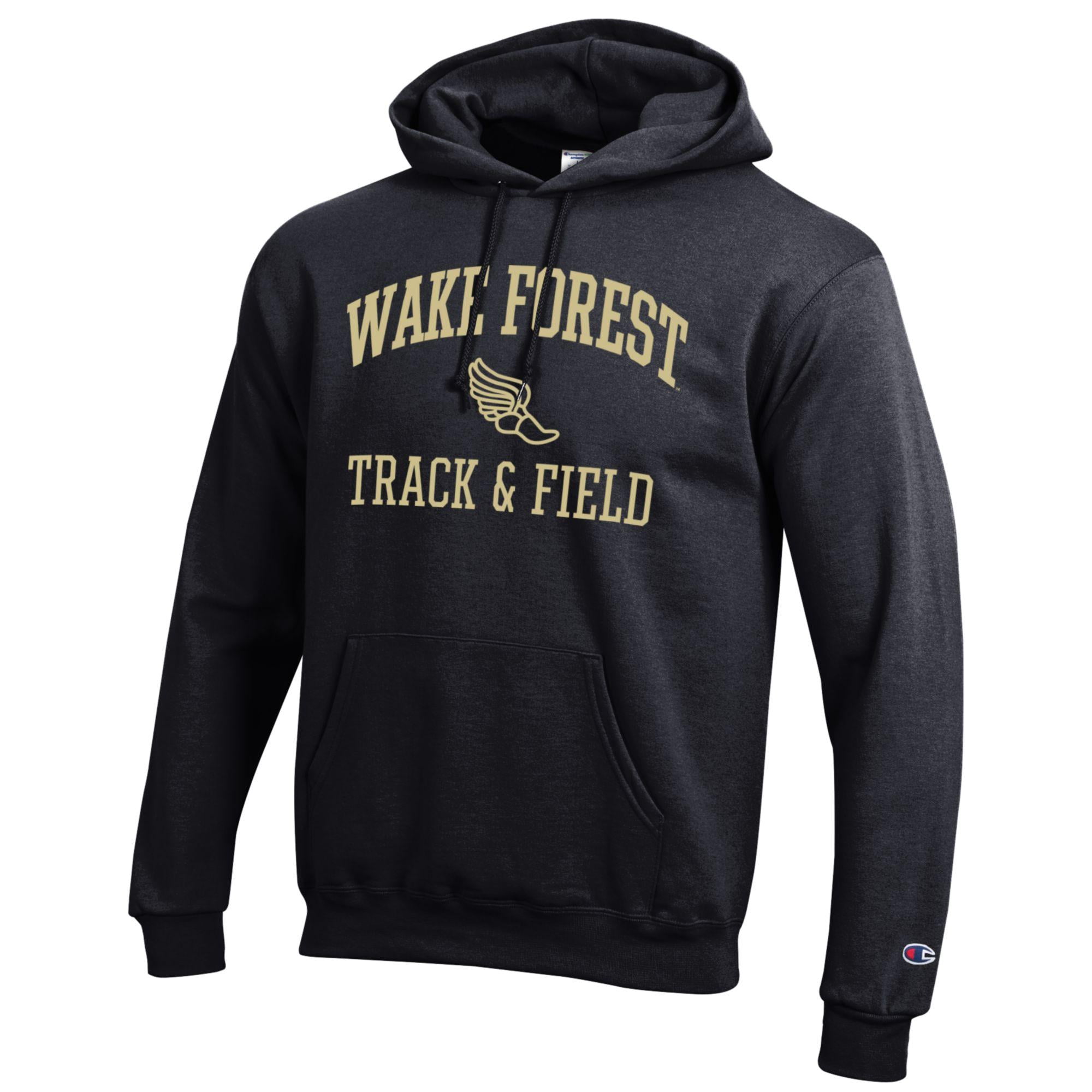Men's Champion  Black Wake Forest Demon Deacons Track & Field Icon Powerblend Pullover Hoodie