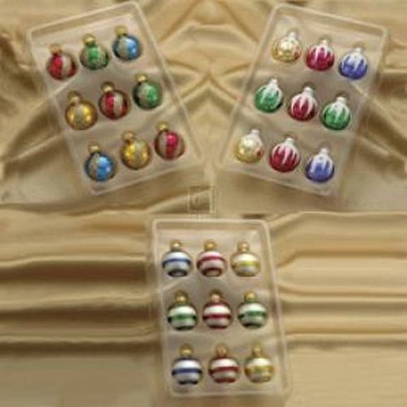 Kurt S. Adler Set of 9 Miniature Glass Ball Multi-color Ornaments, 35mm