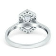 thumbnail image 3 of Halo Oval Engagement Ring Round Simulated Cubic Zirconia 925 Sterling Silver Size 9, 3 of 5